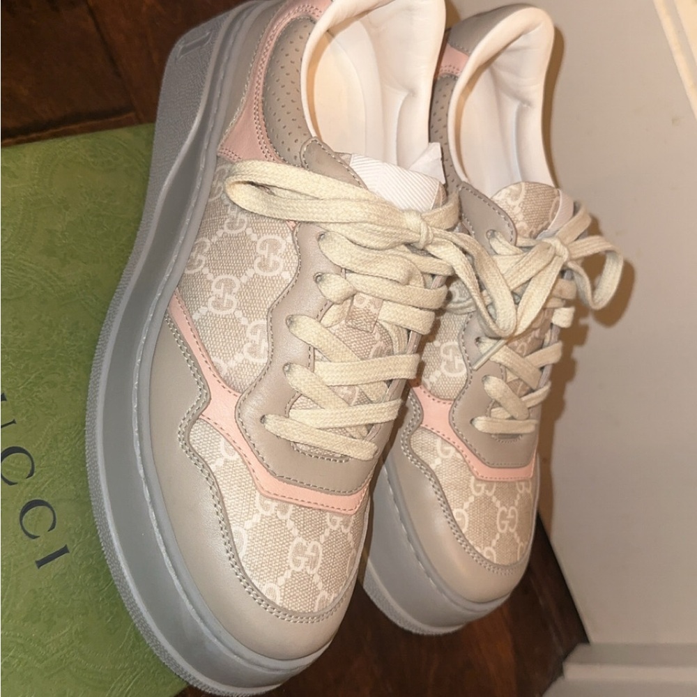 Gucci Cream and Pink Luxury Sneakers